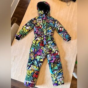 Colorful Graphic Print Snowsuit